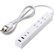 電源タップ 1.5m AC×3/USB-C×2/USB-A×2 PD20W 雷ガード ほこり防止シャッター 絶縁キャップ PSE適合 ホワイト T-U08-3A2C215WH