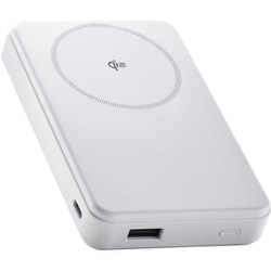モバイルバッテリー マグネット式 Qi2 最大15W ワイヤレス充電/USB充電 両対応 10000mAh PSE適合 機内持ち込み可 ケーブル付属 ホワイト DE-C67-10000WH