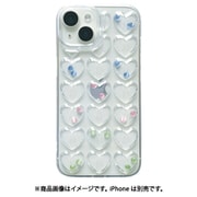 i37FiJS23 [ぷくぷくケース iPhone15/14/13対応 ハート×ハートビーズ]