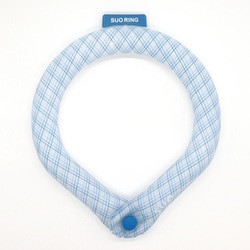 SUO RING for dogs 28°ICE グラデチェック ボタン付 BLUE LLB
