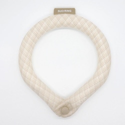SUO RING for dogs 28°ICE グラデチェック ボタン付 BEIGE MB