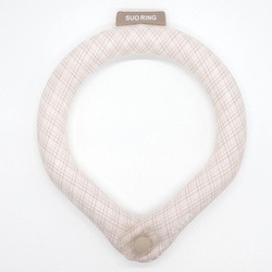 SUO RING for dogs 28°ICE グラデチェック ボタン付 PINKBEIGE MB