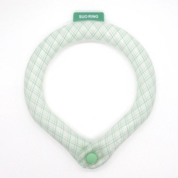 SUO RING for dogs 28°ICE グラデチェック ボタン付 GREEN MB