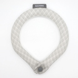 SUO RING for dogs 28°ICE グラデチェック ボタン付 GRAY SB