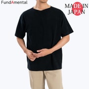 FL25SS-001 [Tシャツ メンズ 日本製 半袖 パイル生地 ボートネック ゆったり 大きいサイズ ブラック XL]