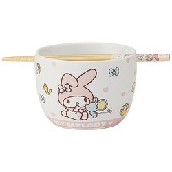 陶器製 ボウル箸セット マイメロディ お友だち CHBWH1