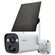 ソーラーパネル付きバッテリー 防犯カメラ IP66相当 400万画素/ナイトビジョン/動作検知/双方向通話対応/センサーライト搭載 JA-BP294A-WB
