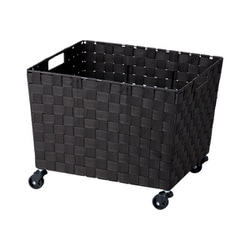 収納ボックス PPバスケット キャスター付き 荷物置き 幅40×奥行35×高さ26.5cm ダークブラウン