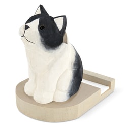 スマホスタンド フィーカ 動物 木彫り ハチワレ KH-61387