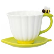 マグカップ&ソーサー 200ml フラワー 陶器 ミツバチ MG-90215
