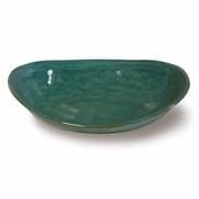 カレー皿 24cm オーバル 窯変 磁器 グリーン 20879