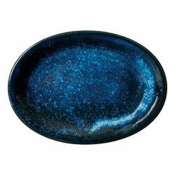プレート 19.5cm 餃子皿 窯変 中華 磁器 紺 22506