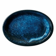 プレート 19.5cm 餃子皿 窯変 中華 磁器 紺 22506