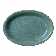 プレート 19.5cm 餃子皿 窯変 中華 磁器 緑 22507