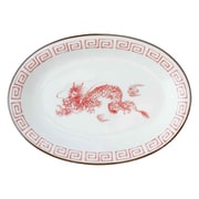 餃子皿 19.5cm レトロ中華 磁器 赤 22512