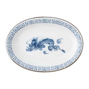 餃子皿 19.5cm レトロ中華 磁器 青 22513