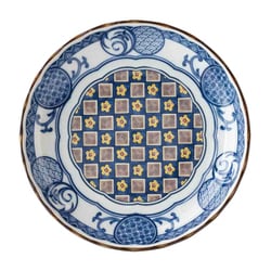 小皿 16.5cm 5寸 プレート 藍染小紋 磁器 青格子 22835