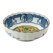 小鉢 12.5cm 4寸 ボウル 藍染小紋 磁器 黄彩 22846