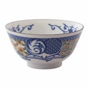お茶漬け碗 13.5cm 飯碗 藍染小紋 磁器 黄彩 22850