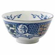 お茶漬け碗 13.5cm 飯碗 藍染小紋 磁器 青格子 22851