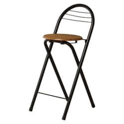 折りたたみ椅子 座面高58cm 背もたれ付 フォールディングハイチェア ブラック×ブラウン CT-C2（BK）
