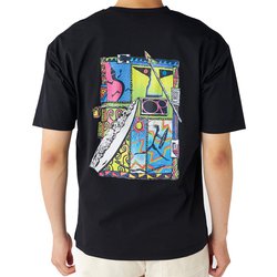 バックプリントパーテックスTシャツ 水陸両用 メンズ フィットネス 半袖シャツ BLK LLサイズ 515486