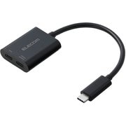 USB-C 変換アダプタ 100W PD急速充電 4K映像出力 USB Type-C to Type-C×2 高速データ転送 ブラック AD-C2CPD100BK