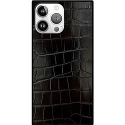 Square MagSafe Case for iPhone 16 Pro Max Black Crocodile Faux leather FT056750