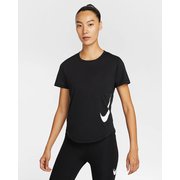 テンポスウッシュラン Dri-FITショートスリーブランニングトップ レディース ランニングウェア シャツ ブラック/ホワイト(010) Sサイズ HV2773
