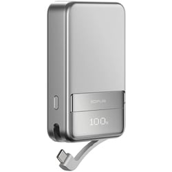 RAPID Magnetic Power Bank 10000mAh マグネット式 モバイルバッテリー Qi2 65W対応USB-Cケーブル内蔵 液晶ディスプレイ搭載 シルバー EF-RAPID10000-JP