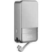 RAPID Magnetic Power Bank 10000mAh マグネット式 モバイルバッテリー Qi2 65W対応USB-Cケーブル内蔵 液晶ディスプレイ搭載 シルバー EF-RAPID10000-JP