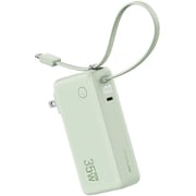 RAPID 3-in-1 Power Bank 10000mAh 35W モバイルバッテリー 折りたたみ式ACプラグ/USB-Cケーブル内蔵 グリーン EF-RAPID35W10K3IN1-G