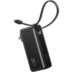 RAPID 3-in-1 Power Bank 10000mAh 35W モバイルバッテリー 折りたたみ式ACプラグ/USB-Cケーブル内蔵 ブラック EF-RAPID35W10K3IN1-B