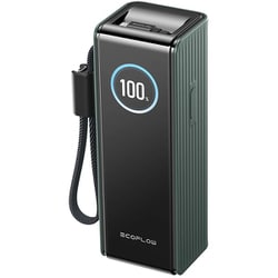 RAPID Power Bank 25000mAh 170W モバイルバッテリー USB-C×1/USB-A×1/内蔵巻き取り式USB-Cケーブル/ストラップ式USB-Cケーブル グリーン EF-RAPID25K100W-G-JP