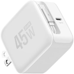 急速充電器 RAPID 45W GaN USB PD（パワーデリバリー）対応 USB-Cケーブル一体型（0.7m） 45W USB-C×1ポート GaN採用 折りたたみ式プラグ ホワイト EFA-45WCHARGER2-W-JP