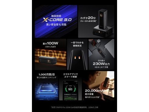 EcoFlow RAPID Pro モバイルバッテリー 20000mAh ECOFLOW EcoFlow RAPID Pro Power Bank (20,000mAh, 230W, 100W