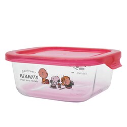 保存容器 550ml スヌーピー 耐熱ガラス保存容器 S レッド PK-1810