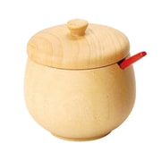 薬味入れ 木製 蓋付き スプーン付き 蓋付丸型薬味入 ナチュラル 19190