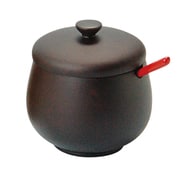 薬味入れ 木製 蓋付き スプーン付き 蓋付丸型薬味入 ダークブラウン 19191