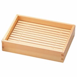 しゃぶしゃぶバット 中 目皿付き 木製 白木 35594