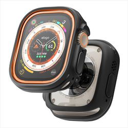 Apple Watch Ultra 49mm 対応 ケース フレーム 2色 入り TPU ポリカーボネート 耐衝撃 傷防止 保護ケース シンプル 保護カバー DUO CASE ブラック/オレンジ EL_W49CSPCDU_LO