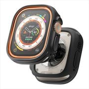 Apple Watch Ultra 49mm 対応 ケース フレーム 2色 入り TPU ポリカーボネート 耐衝撃 傷防止 保護ケース シンプル 保護カバー DUO CASE ブラック/オレンジ EL_W49CSPCDU_LO