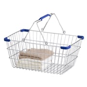 レジかご ワイヤープラスチック ハンドル M 幅40.5×奥行29.5×高さ18cm ブルー FI-002-BL