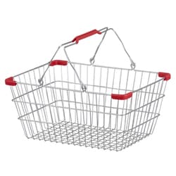 レジかご ワイヤープラスチック ハンドル M 幅40.5×奥行29.5×高さ18cm レッド FI-002-RE