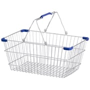 レジかご ワイヤープラスチック ハンドル L 幅45.5×奥行32.5×高さ19.5cm ブルー FI-003-BL