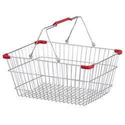 レジかご ワイヤープラスチック ハンドル L 幅45.5×奥行32.5×高さ19.5cm レッド FI-003-RE