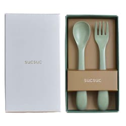 ベビー 食器 カトラリー SUCSUC カトラリーセットPK 日本製 グリーン 23068