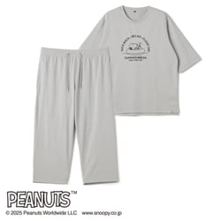 APT25S16R [AOKI＆PEANUTSコラボ AOKI疲労回復ウェア・リカバリーケアプラス プレミアム ゆったり五分袖Tシャツ＆七分丈パンツ コットンブレンド ユニセックス グレー M]