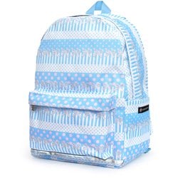 NM883000 [リュックサック（チェストベルト付き） リフレクター付き 撥水タイプ ポルカドットとレースリボンに魅せられて（ライトブルー）]
