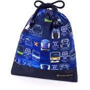 巾着 中 マチ無し給食袋（ネームタグ付き） 撥水ノーアイロン 電車の顔コレクション NL902300